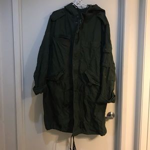 Army green heavy duty anorak utility jacket